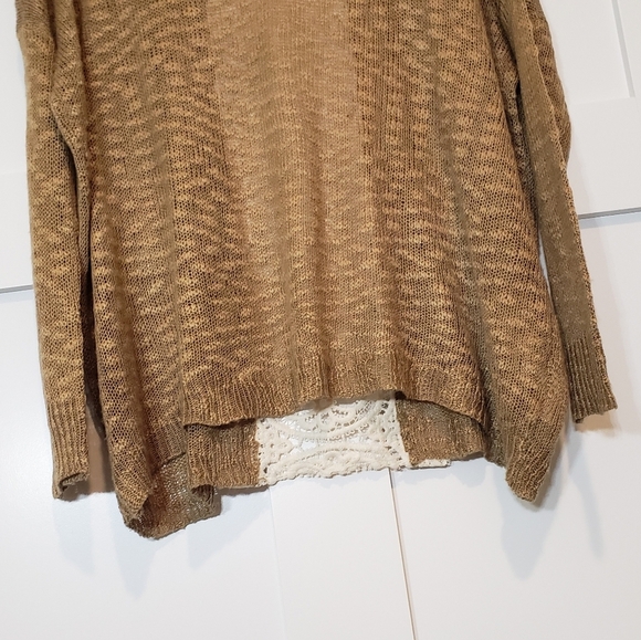 Umgee Tunic Open Knit Oversized Boxy Laced CrochetTan Off White Size Sma… - Picture 3 of 10